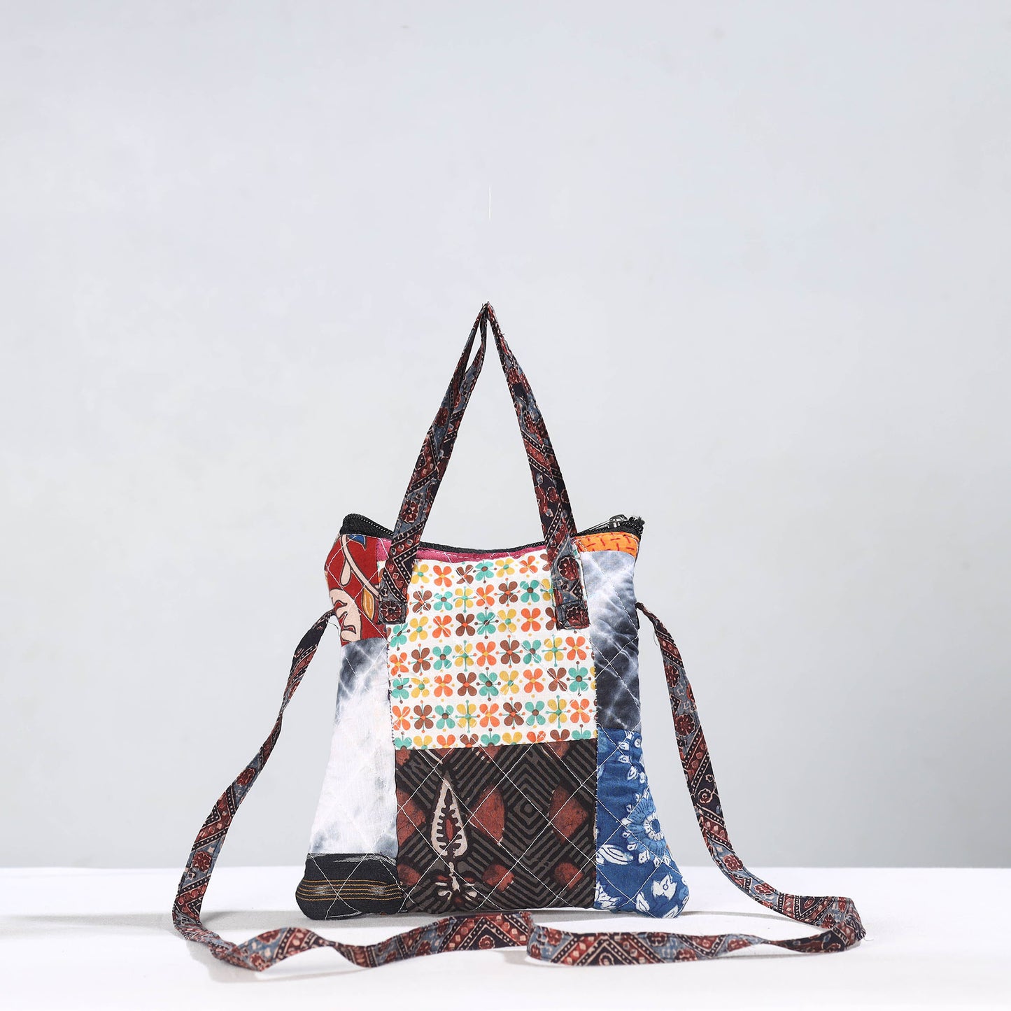 Multicolor - Handmade Quilted Cotton Patchwork Sling Bag 29