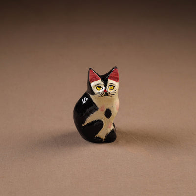 Kashmiri Handpainted Paper Mache Cat Sculpture for Home Decor (3 Inch) 41