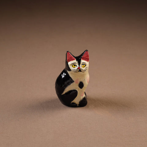 Kashmiri Handpainted Paper Mache Cat Sculpture for Home Decor (3 Inch) 41