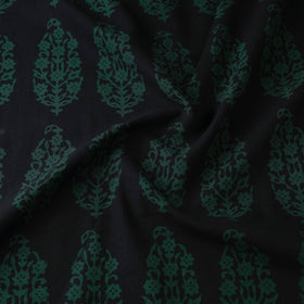 Black - Bagh Hand Block Print Natural Dyed Cotton Fabric 20