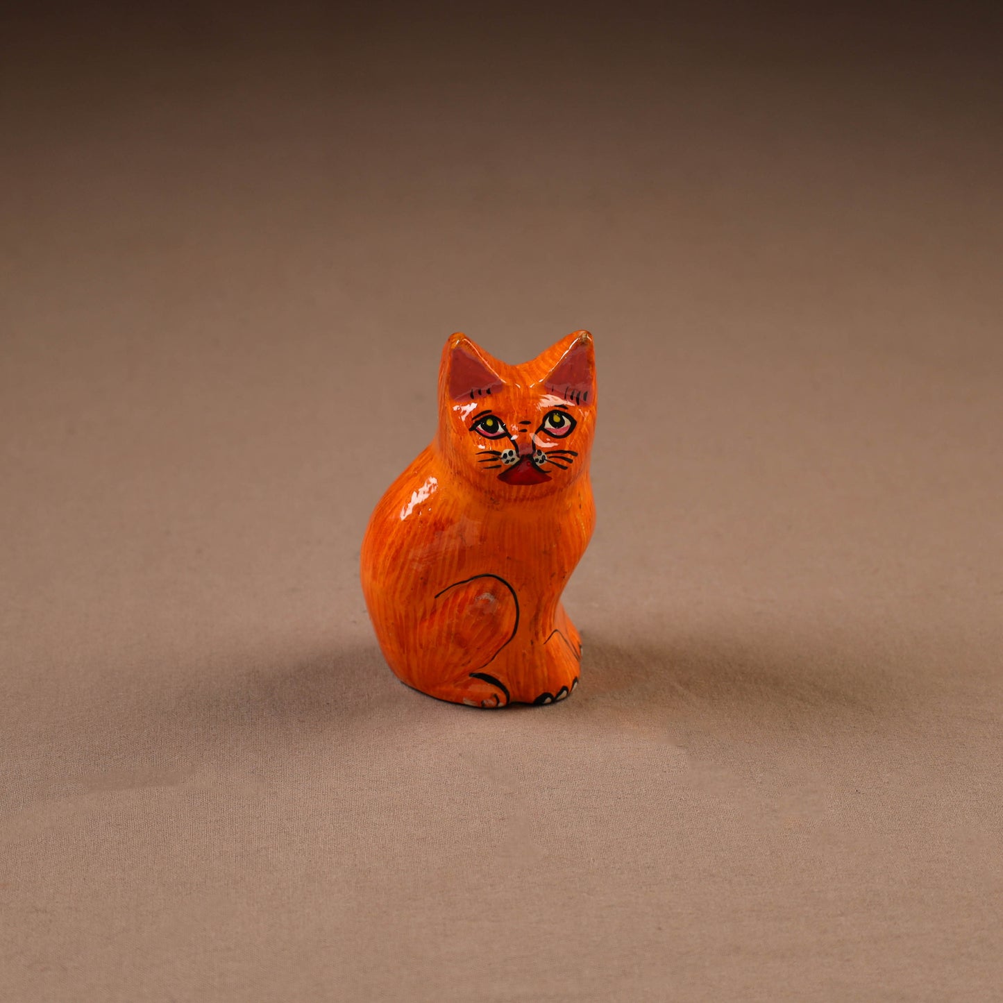 Kashmiri Handpainted Paper Mache Cat Sculpture for Home Decor (3 Inch) 42