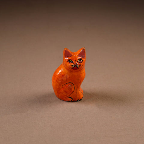 Kashmiri Handpainted Paper Mache Cat Sculpture for Home Decor (3 Inch) 42