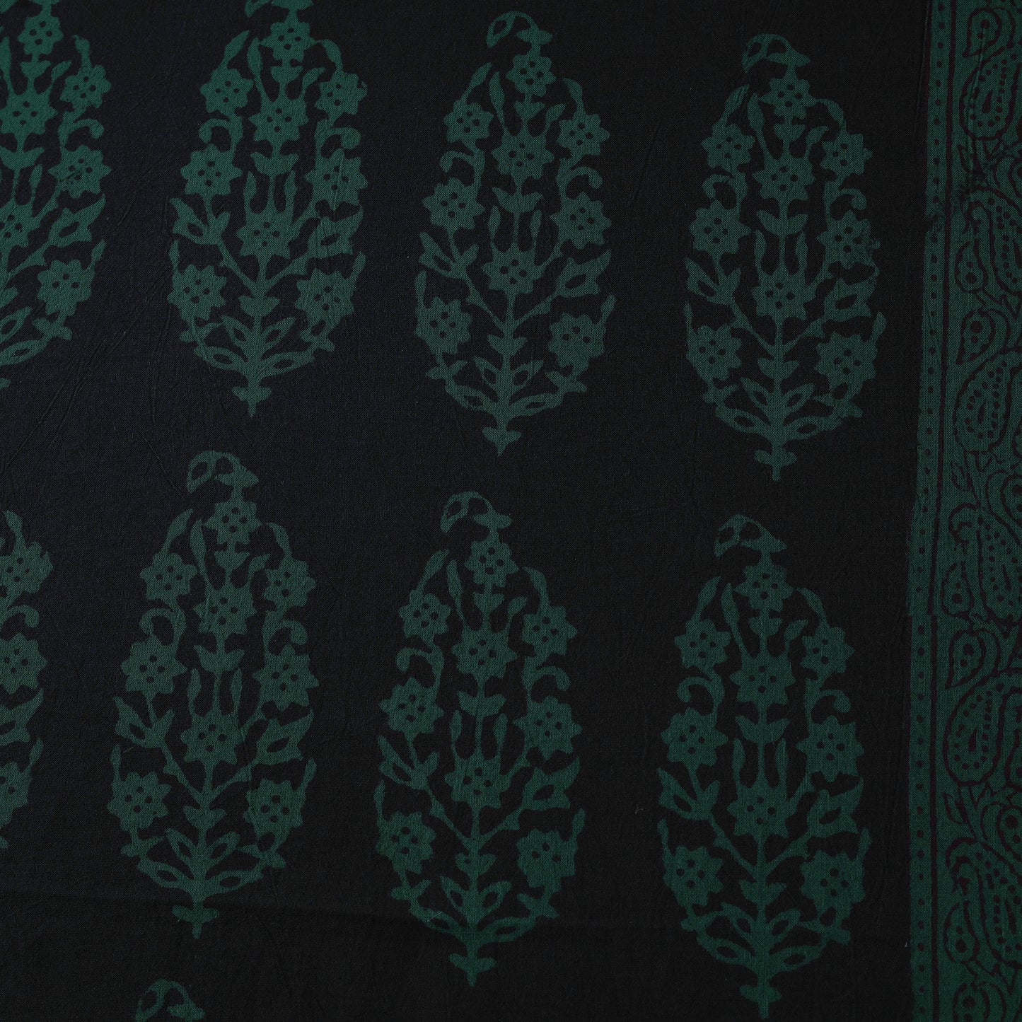 Black - Bagh Hand Block Print Natural Dyed Cotton Fabric 20