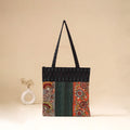 Srikalahasti Handpainted Kalamkari Ikat Patch Shoulder Bag by Dwarka Plus 48