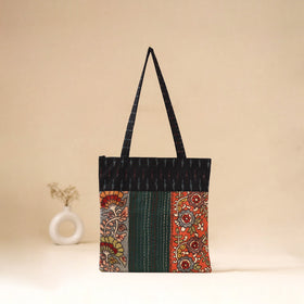 Srikalahasti Handpainted Kalamkari Ikat Patch Shoulder Bag by Dwarka Plus 48