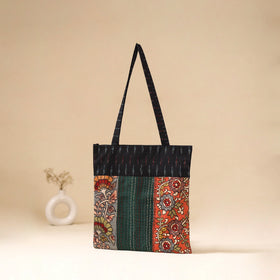 Srikalahasti Handpainted Kalamkari Ikat Patch Shoulder Bag by Dwarka Plus 48