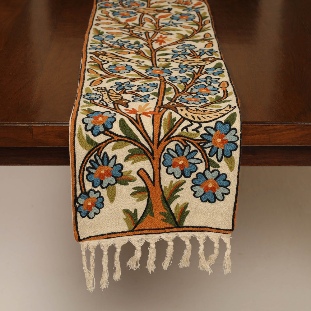 Kashmiri Crewel Hand Embroidery Table Runner 03