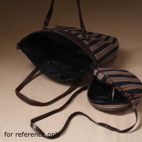 Blue - Handcrafted Running Sticth Shoulder Bag (Set of 2) 08