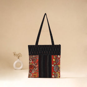 Srikalahasti Handpainted Kalamkari Ikat Patch Shoulder Bag by Dwarka Plus 48