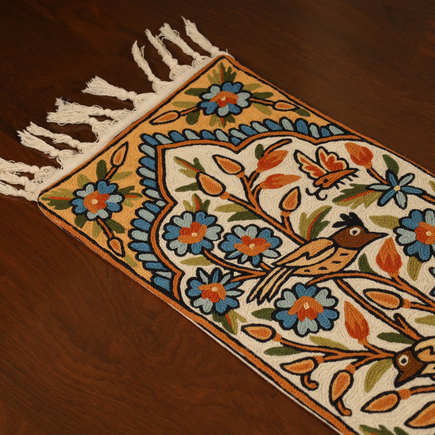 Kashmiri Crewel Hand Embroidery Table Runner 03