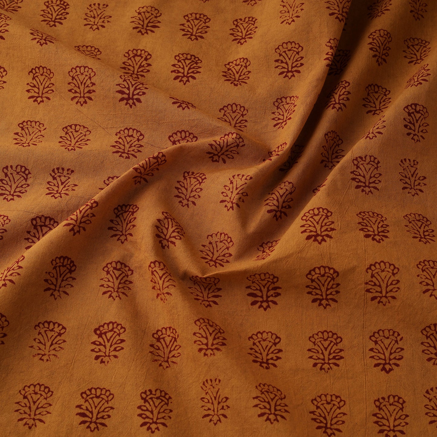 Orange - Bagh Hand Block Print Natural Dyed Cotton Fabric 21