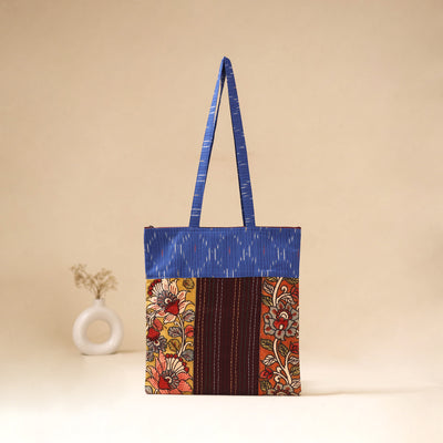 Srikalahasti Handpainted Kalamkari Ikat Patch Shoulder Bag by Dwarka Plus 49