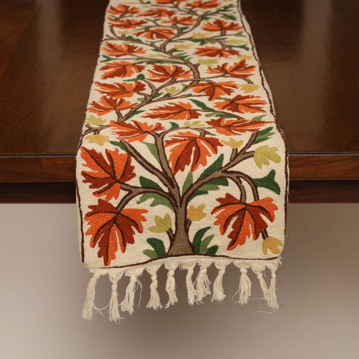 Kashmiri Crewel Hand Embroidery Table Runner 04