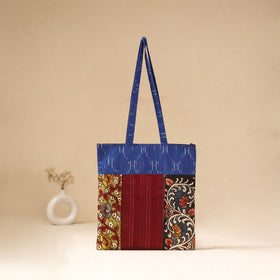 Srikalahasti Handpainted Kalamkari Ikat Patch Shoulder Bag by Dwarka Plus 49