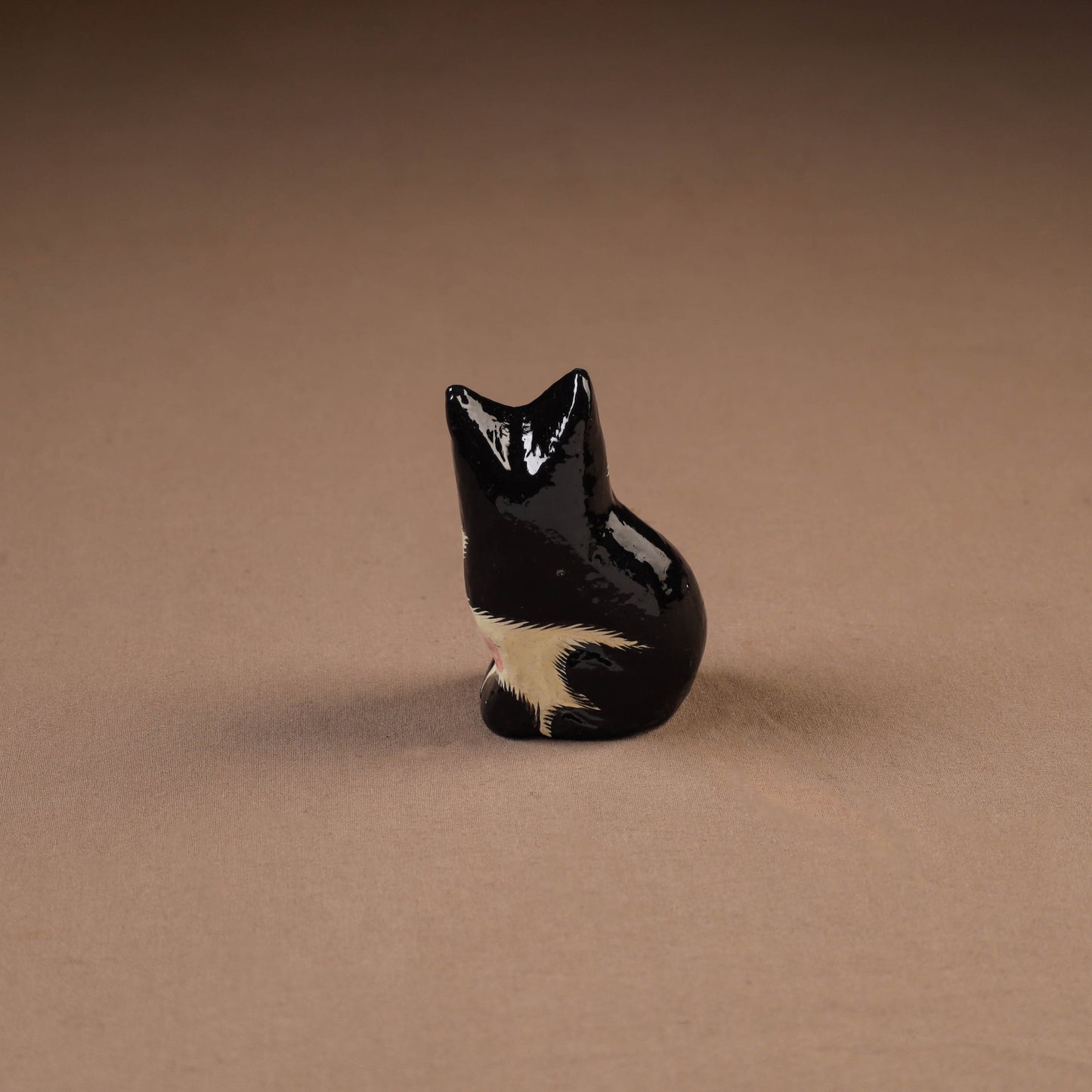 Kashmiri Handpainted Paper Mache Cat Sculpture for Home Decor (4 Inch) 37