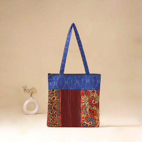 Srikalahasti Handpainted Kalamkari Ikat Patch Shoulder Bag by Dwarka Plus 50