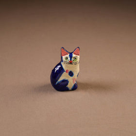 Kashmiri Handpainted Paper Mache Cat Sculpture for Home Decor (4 Inch) 34