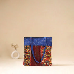 Srikalahasti Handpainted Kalamkari Ikat Patch Shoulder Bag by Dwarka Plus 50