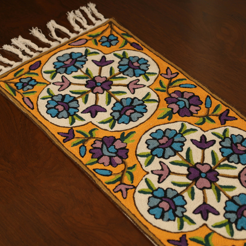 Kashmiri Crewel Hand Embroidery Table Runner 06