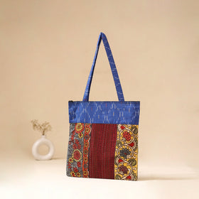 Srikalahasti Handpainted Kalamkari Ikat Patch Shoulder Bag by Dwarka Plus 51