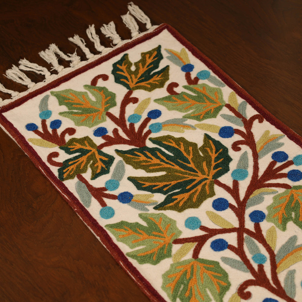 Kashmiri Crewel Hand Embroidery Table Runner 07