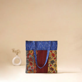 Srikalahasti Handpainted Kalamkari Ikat Patch Shoulder Bag by Dwarka Plus 51
