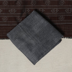 Brown - 3pc handloom cotton unstitched sambalpuri dress