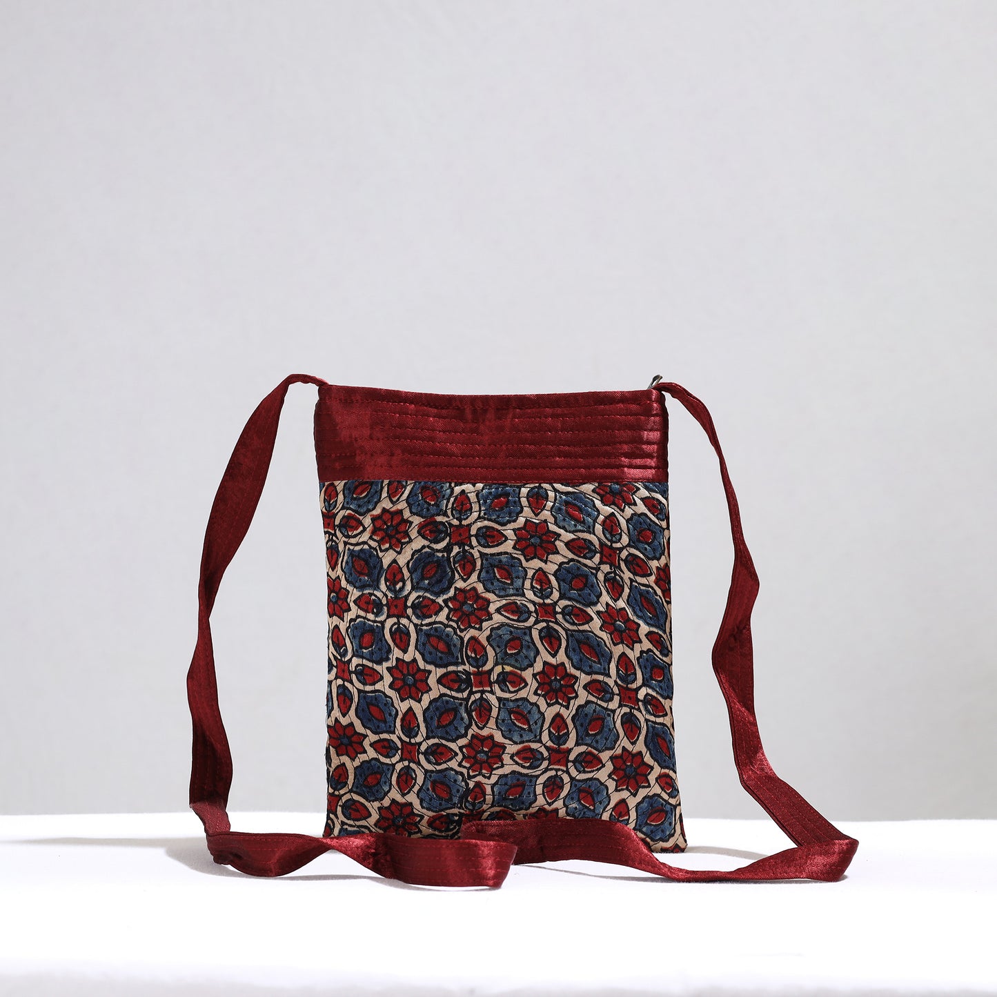 Multicolor - Ajrakh Block Printed Mashru Silk Sling Bag 37