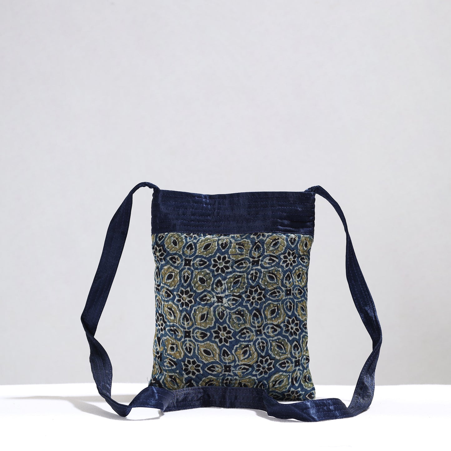 Ajrakh Block Printed Mashru Silk Sling Bag 36