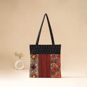 Srikalahasti Handpainted Kalamkari Ikat Patch Shoulder Bag by Dwarka Plus 53