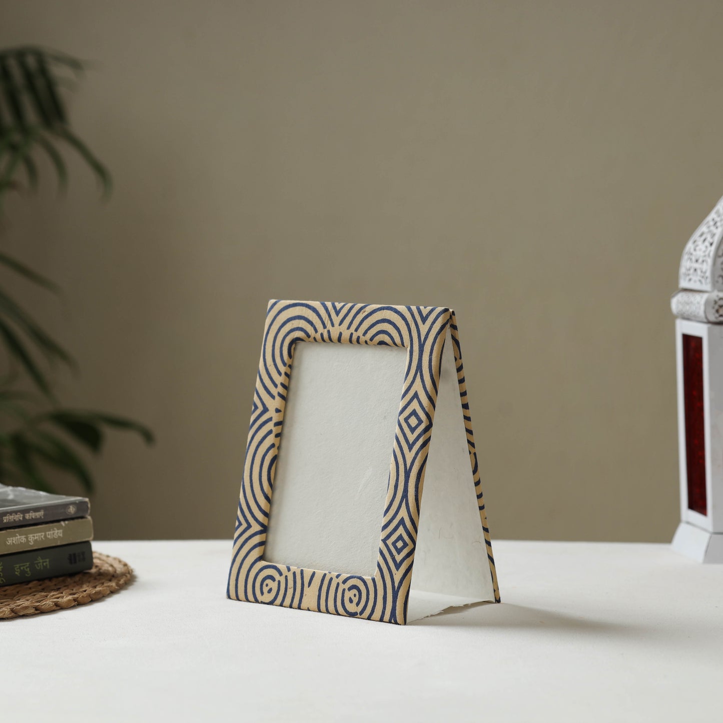 Beige - fabric embellished handmade photo frame (8 x 6 in)