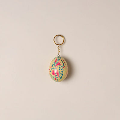 Kashmiri Handpainted Paper Mache Egg Keychain 07
