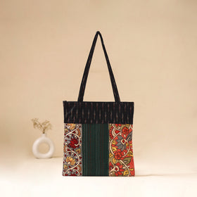 Srikalahasti Handpainted Kalamkari Ikat Patch Shoulder Bag by Dwarka Plus 53