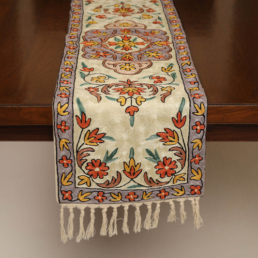 Kashmiri Crewel Hand Embroidery Table Runner 10