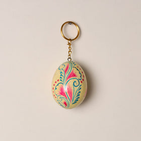 Kashmiri Handpainted Paper Mache Egg Keychain 07