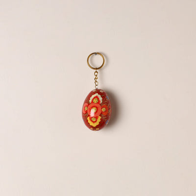 Kashmiri Handpainted Paper Mache Egg Keychain 06
