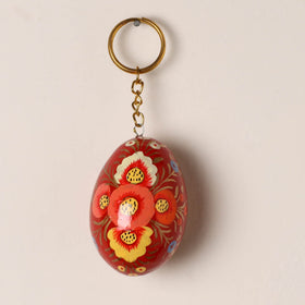 Kashmiri Handpainted Paper Mache Egg Keychain 06