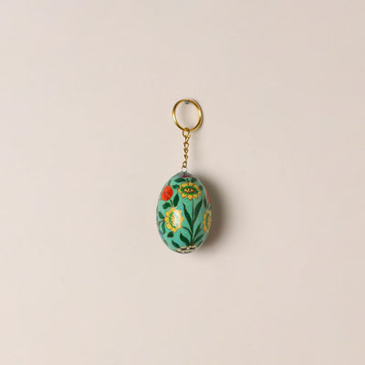 Kashmiri Handpainted Paper Mache Egg Keychain 08