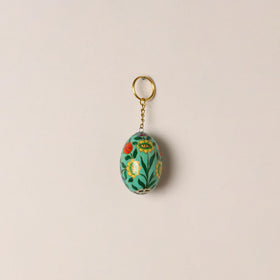 Kashmiri Handpainted Paper Mache Egg Keychain 08