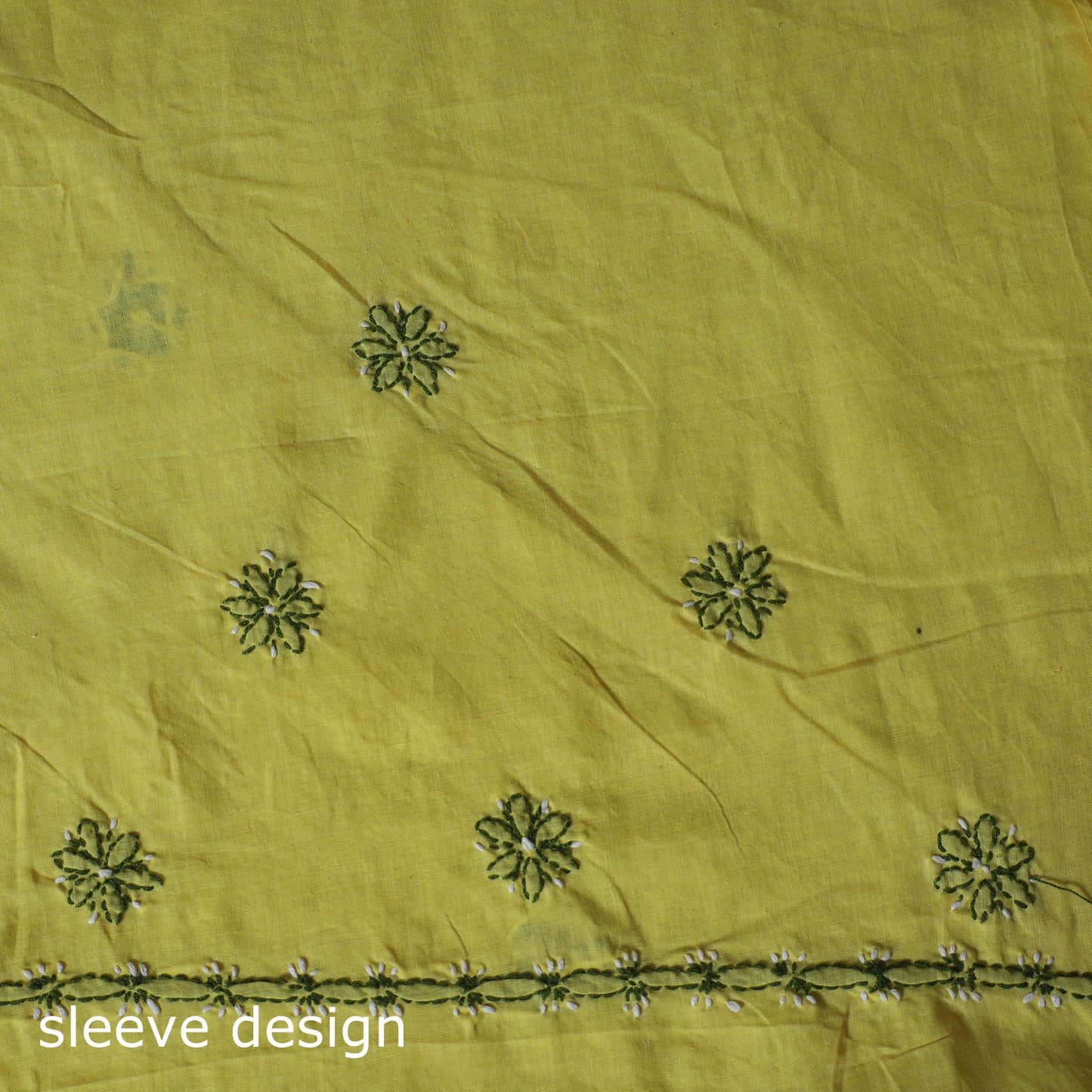 Yellow - 3pc hand embroidery cotton lucknow chikankari