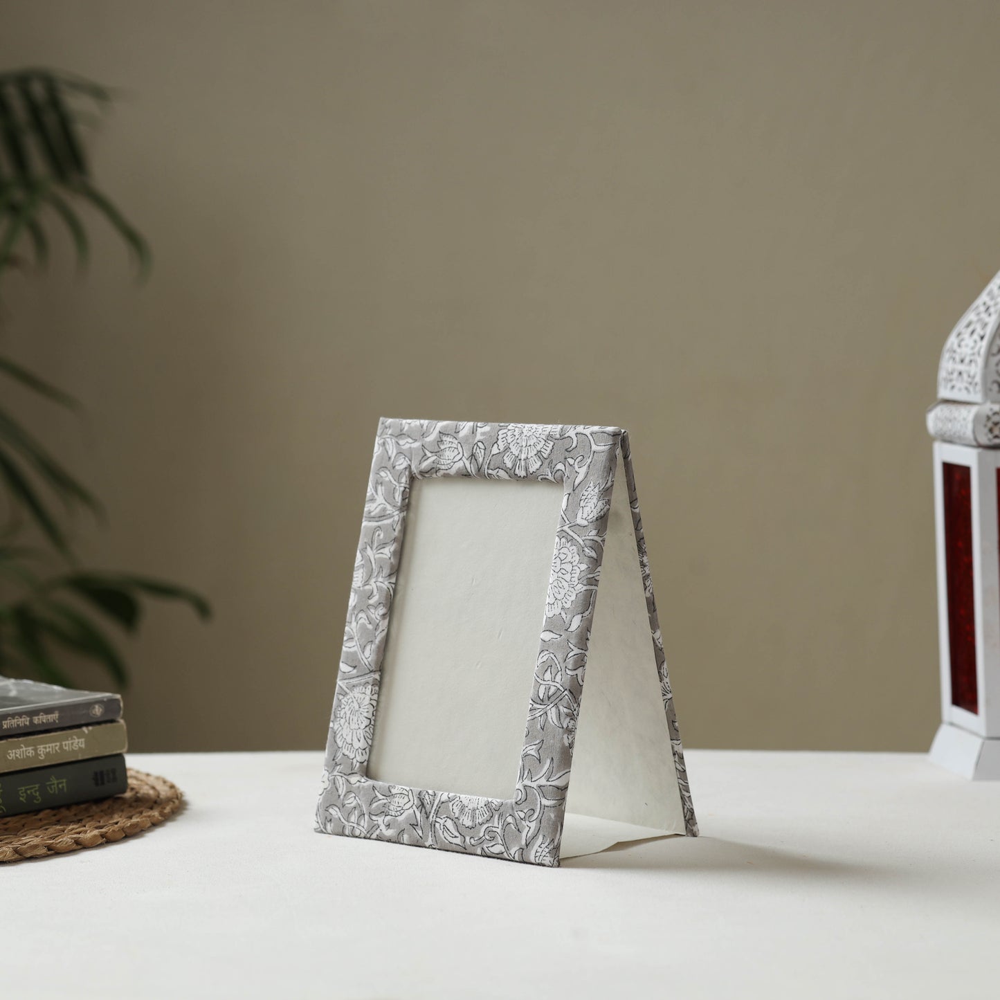 Grey - fabric embellished handmade photo frame (8 x 6 in)