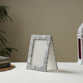 Grey - fabric embellished handmade photo frame (8 x 6 in)