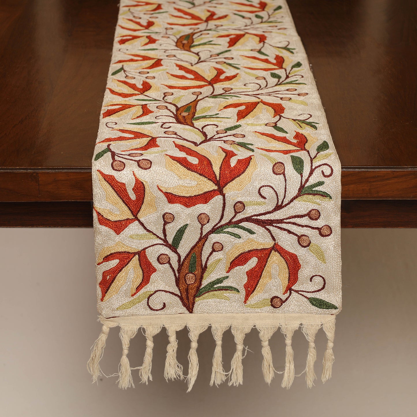 Kashmiri Crewel Hand Embroidery Table Runner 11