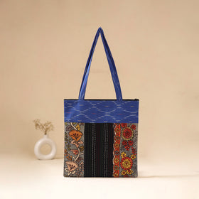 Srikalahasti Handpainted Kalamkari Ikat Patch Shoulder Bag by Dwarka Plus 54