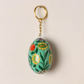 Kashmiri Handpainted Paper Mache Egg Keychain 08
