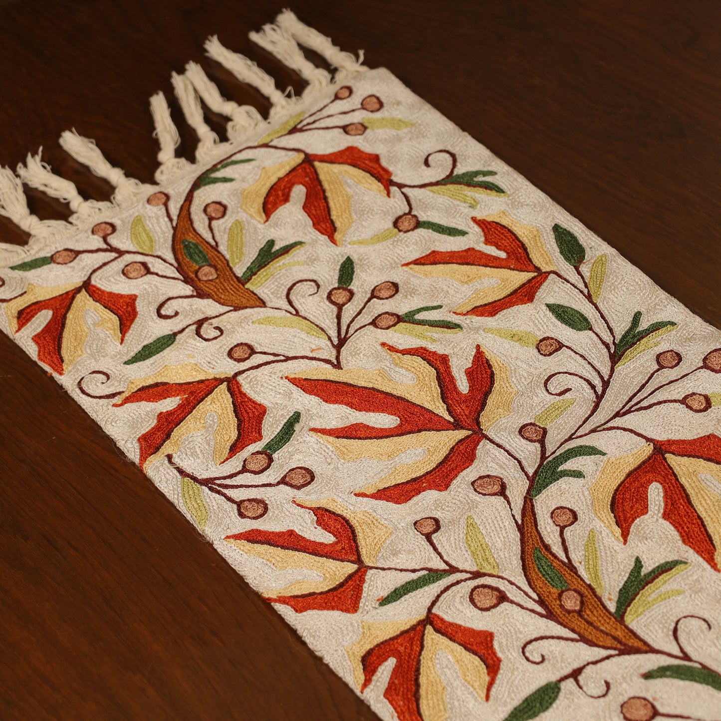 Kashmiri Crewel Hand Embroidery Table Runner 11