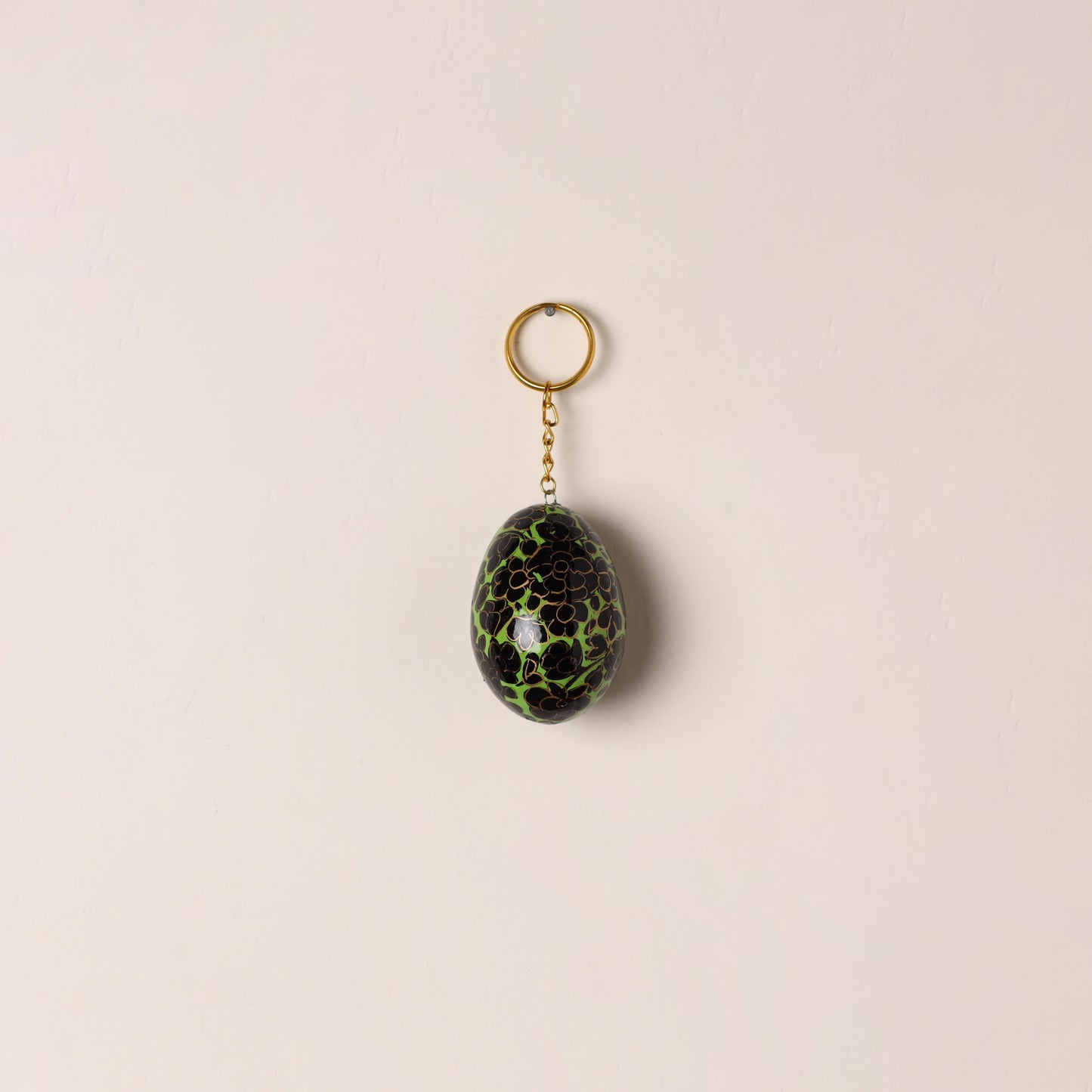 Kashmiri Handpainted Paper Mache Egg Keychain 09