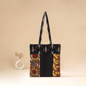 Srikalahasti Handpainted Kalamkari Ikat Patch Shoulder Bag by Dwarka Plus 55