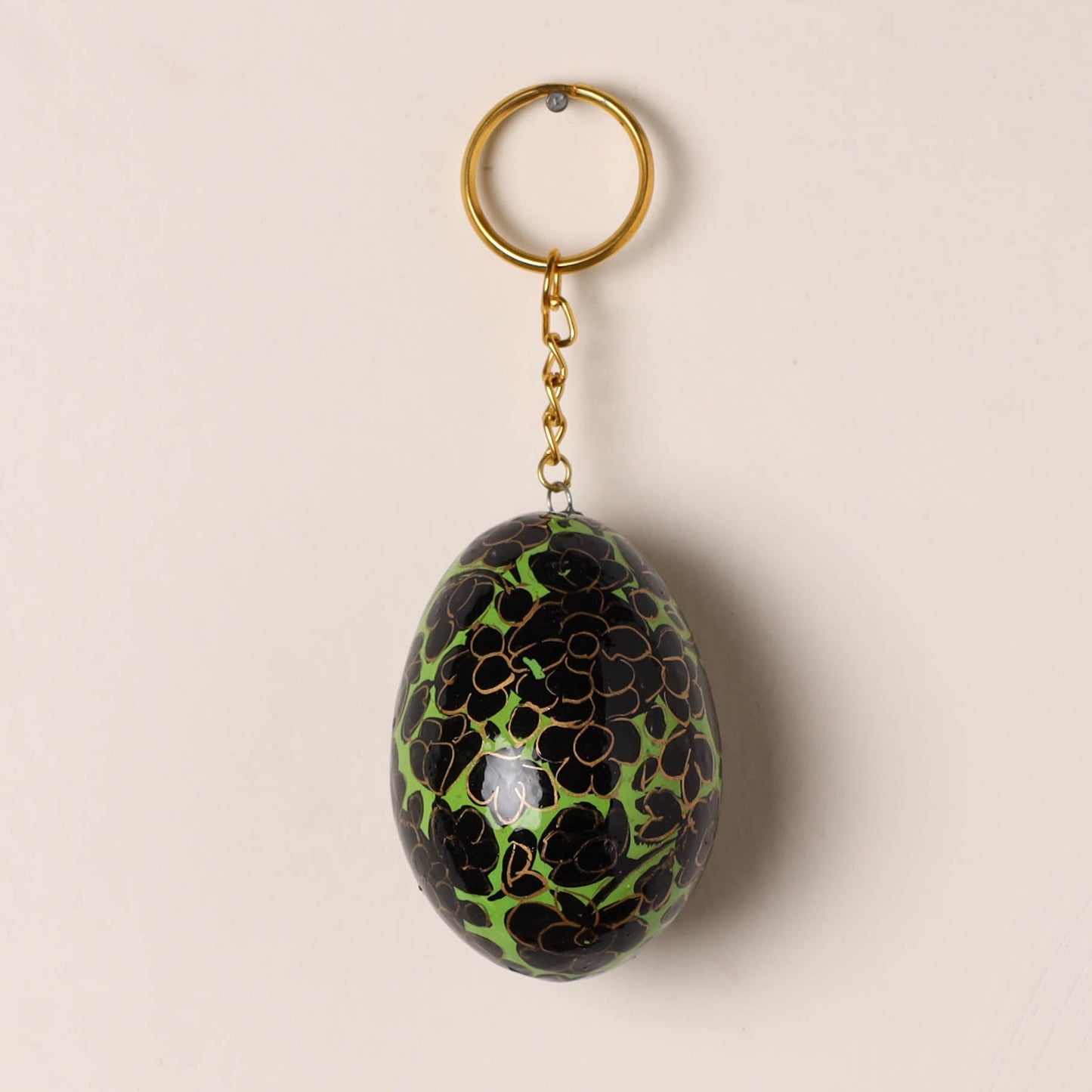 Kashmiri Handpainted Paper Mache Egg Keychain 09