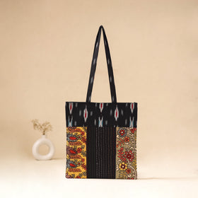 Srikalahasti Handpainted Kalamkari Ikat Patch Shoulder Bag by Dwarka Plus 55